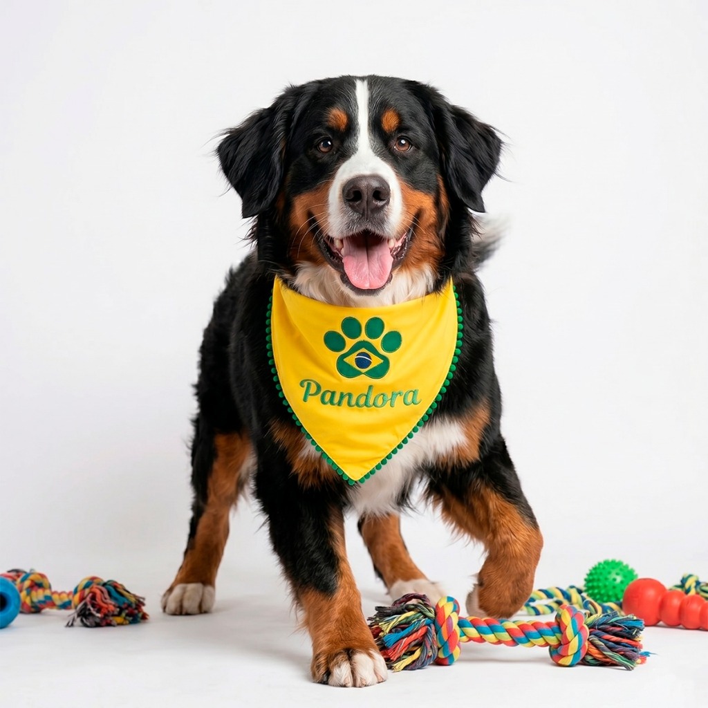 Bandana Pet Personalizada Nome Com Botões De Pressão Ajustáveis e Tecido Micropercal Forrado