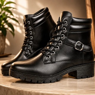 Bota Feminina Social Bico Salto Médio Confortável Moda Blogueira Boho
