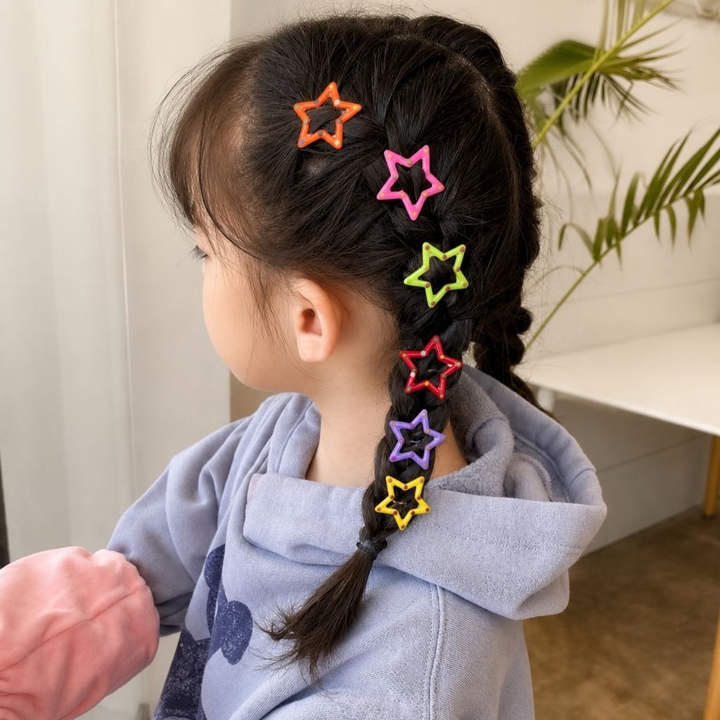 50 Unidades Presilha Tique-Taque Infantil e Meninas Estrela Colorida Acessório de Cabelo