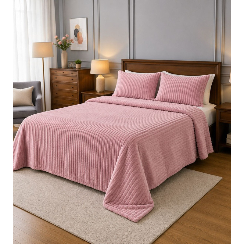 Detalhes do Cobertor/manta fofao canelado flanel para cama queen medindo medindo 2,30m X 2,50m e 02 Fronhas