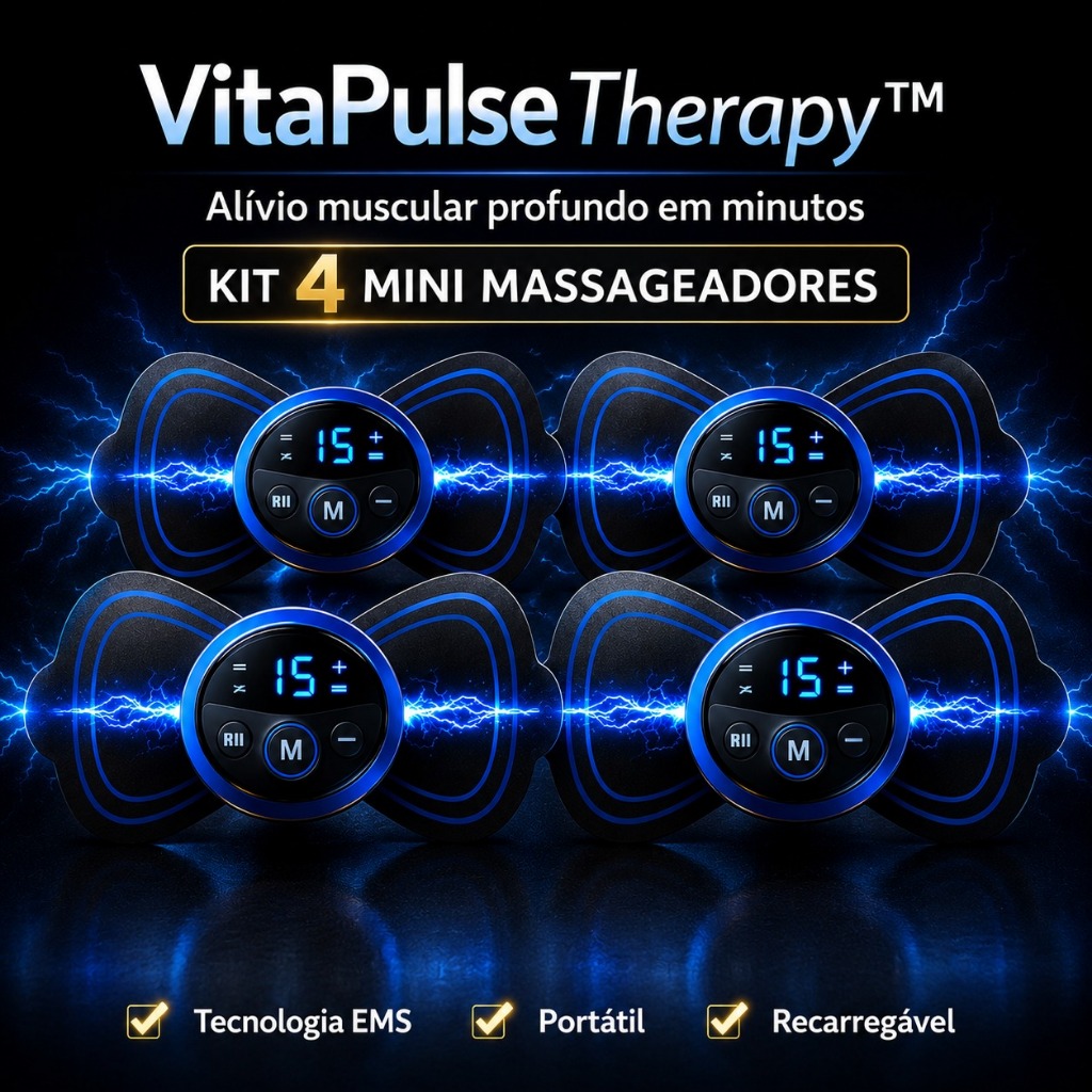 Kit 4 Mini Massageador Elétrico Portátil Recarregável Eletroterapia Pescoço e Perna - Bivolt