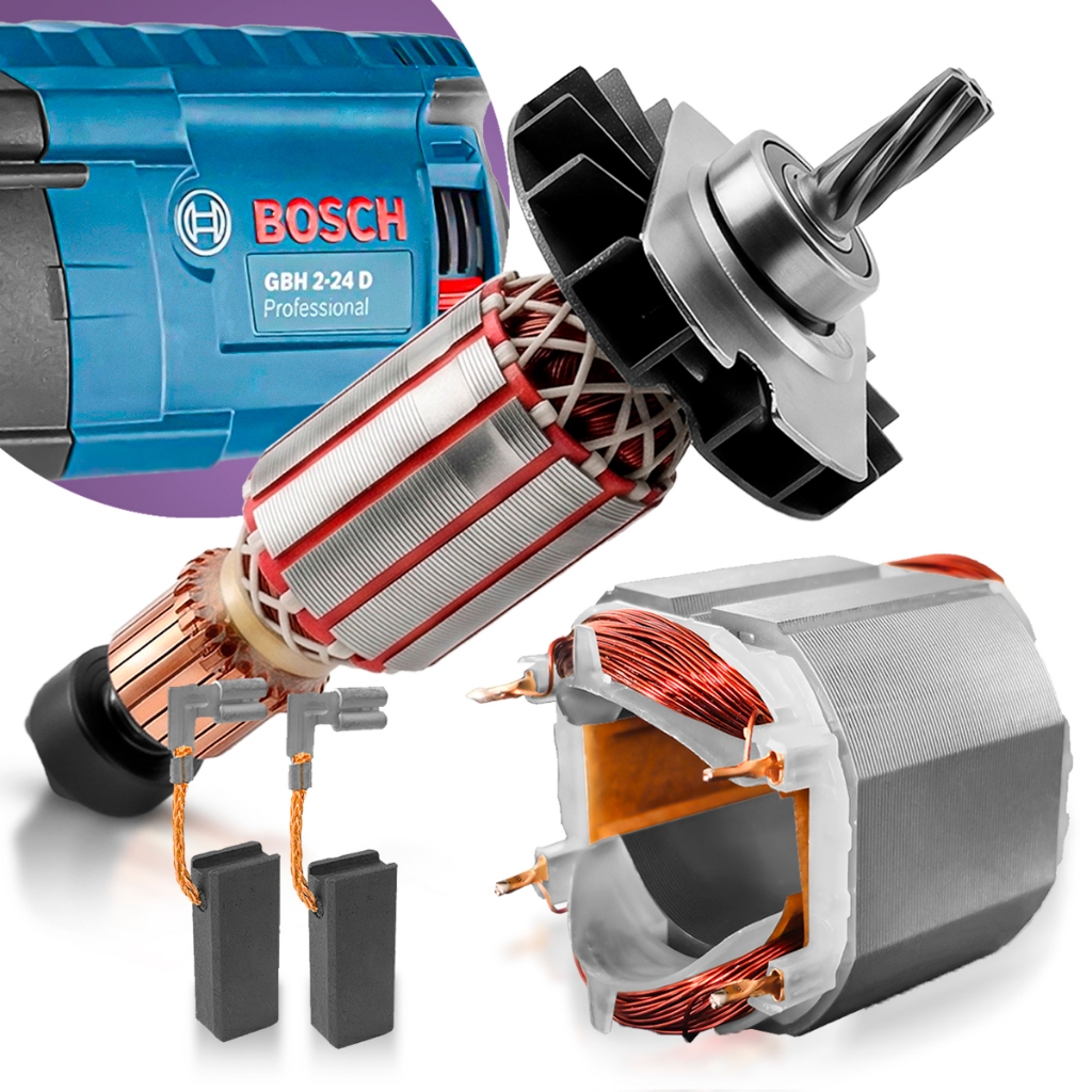 Induzido Bobina Carvão Rolamento Compatível Martelete Bosch Gbh 2-24D 110/220V