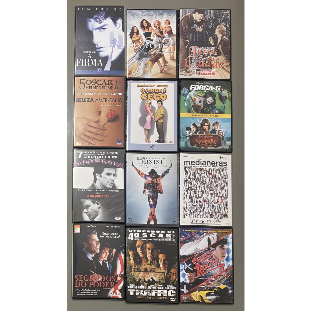 Lote 13 DVDs Originais – Tom Cruise, Chaplin, Traffic, Beleza Americana +