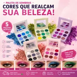 Koasis Paleta de Sombras Coloridas PIGMENTAÇÃO EXTREMA em 1 TOQUE 9 Tons Vibrantes Matte e Cintilante para Expressão Cri