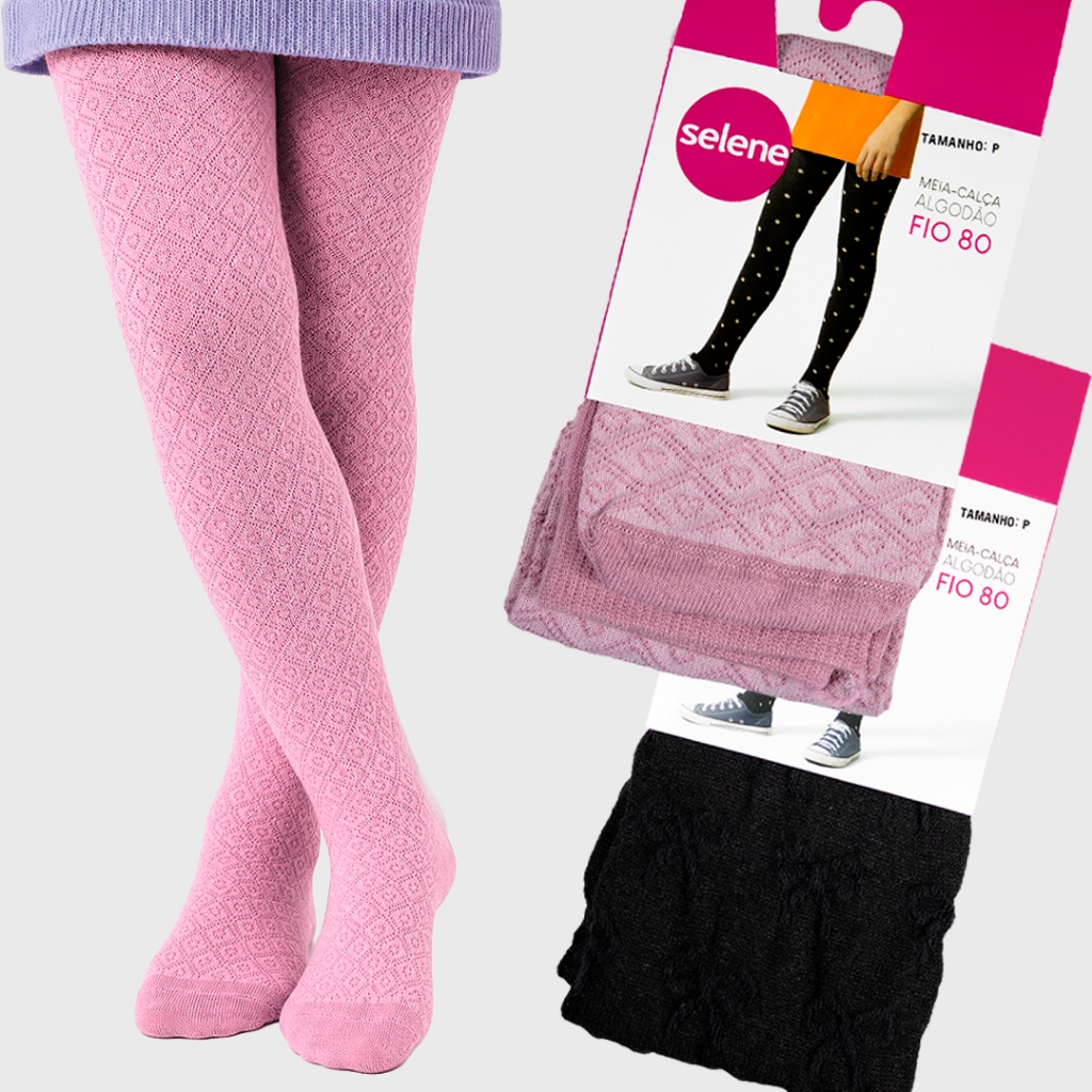 Meia Calça Menina Algodão Fio 80 Inverno Selene 9560.002