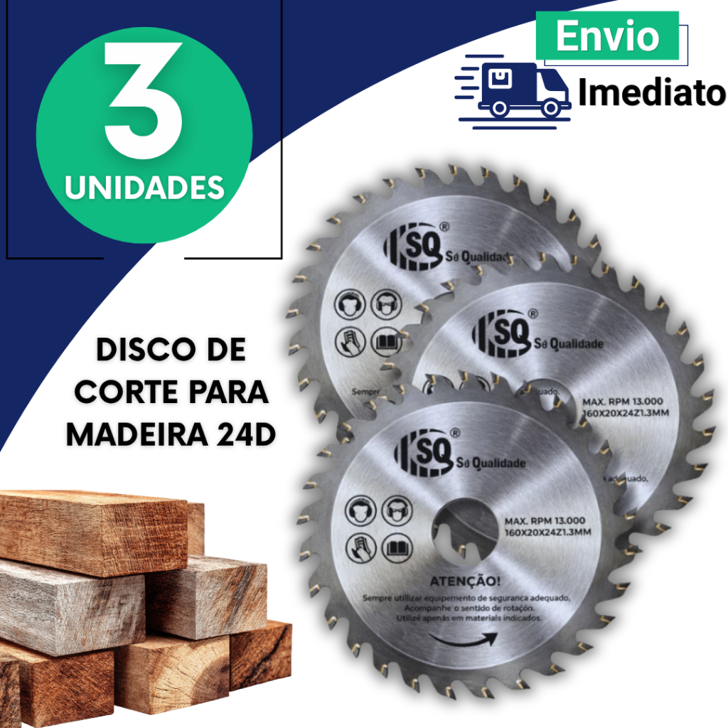 Disco Corte Madeira Alta Precisão Uso Geral Marcenaria 3 2 OU 1 Peça Construção Serra Circular 4" Corte Serralheria
