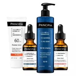 Principia Kit Primeira Rotina Avançada c/ Gel de Limpeza GL-02 + Sérum Nc-10 + Sérum AH-2 + Protetor Solar PS-01 FPS60