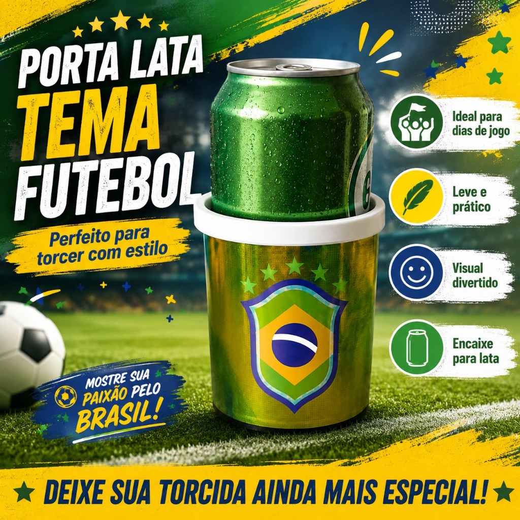 Porta Lata Térmico Copa Do Mundo Plasútil 350ml Original