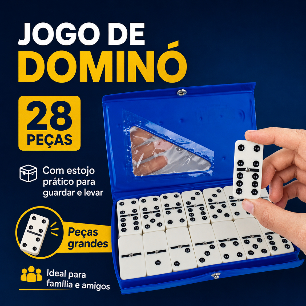 Jogo de Dominó Branco com Estojo - Qualidade Profissional Para Jogadas Estratégicas - BARUCH