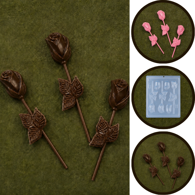 1~10 Forma Simples Rosa Pirulito 22 - (C7) em Acetato BWB Para Bombom e Doces de Chocolate e Confeitaria.(CHOCO)