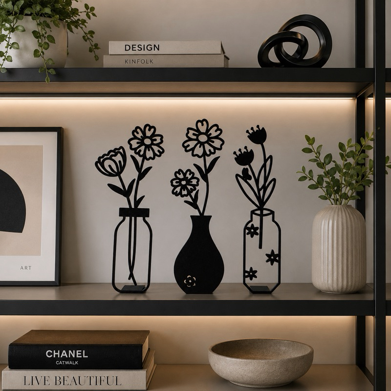 Detalhes do Kit 3 Vasos Decorativos Modernos de Mesa Decoração Minimalista para Sala, Estante e Escritório