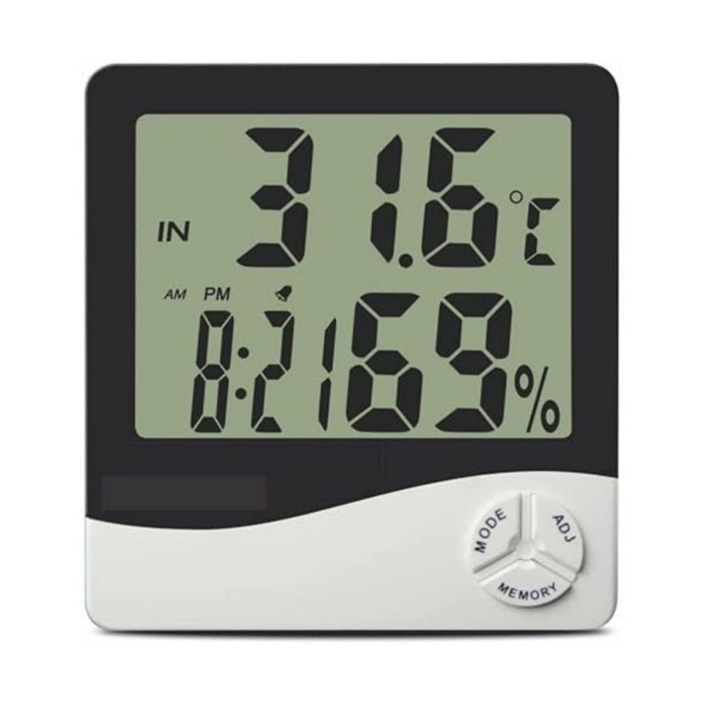 Termômetro Higrômetro Digital HTC-1 com Relógio, Alarme e Memória Máx/Mín | Medidor de Temperatura e Umidade com Display