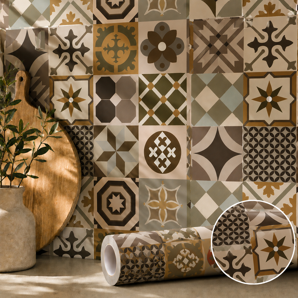 6 Metros Papel de Parede Cozinha Lavavel Azulejos Adesivo Impermeável Autocolante