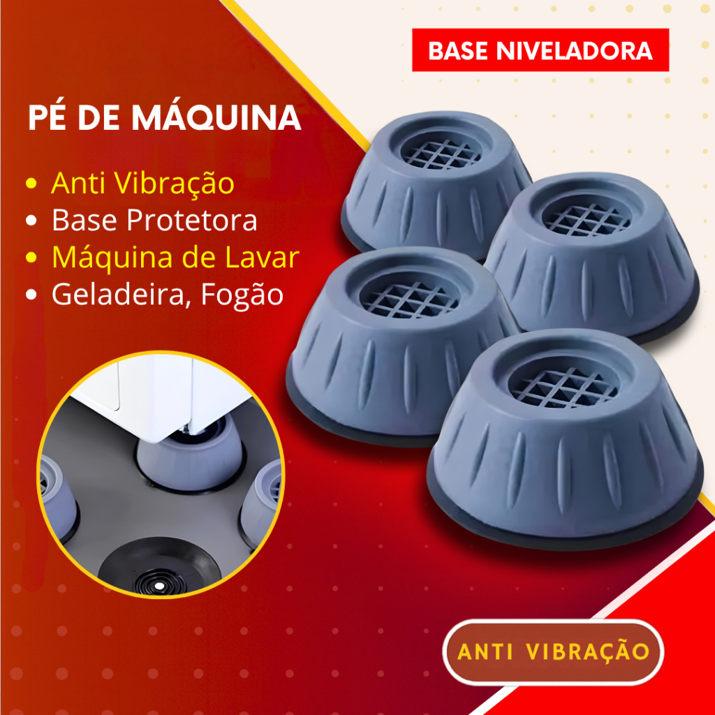 Pé Máquina de Lavar, Geladeira Anti Vibração Base Niveladora Lava e Seca Geladeira Fogão