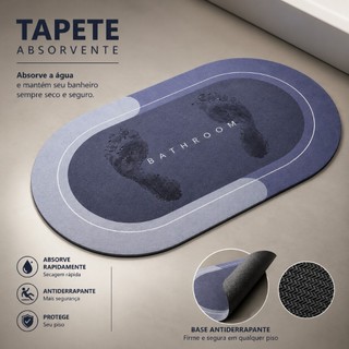 Tapete Emborrachado Mágico De Banheiro Absorvente Antiderrapante Microfibra