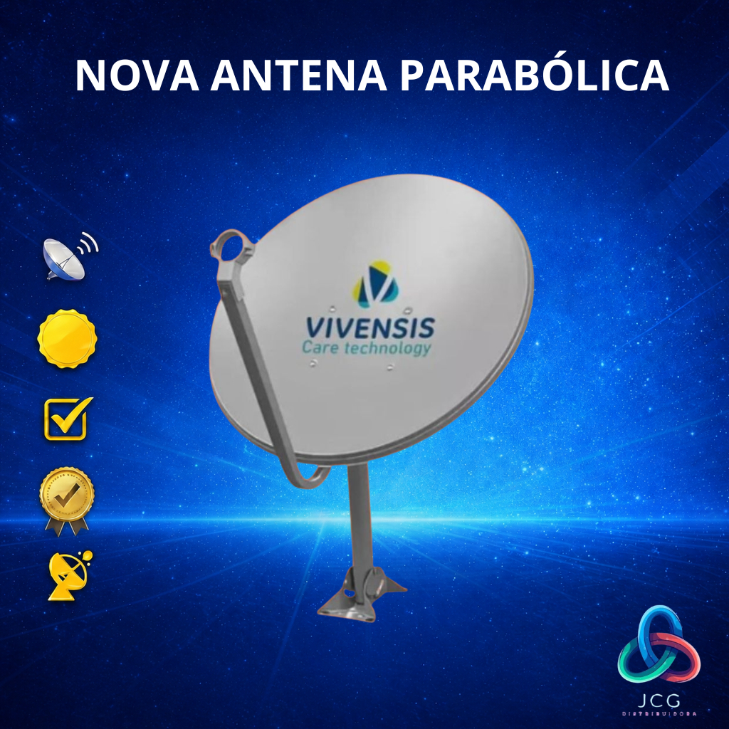 Nova Antena Parabólica Banda Ku Digital Vivensis 60 Cm Sitio Fazenda