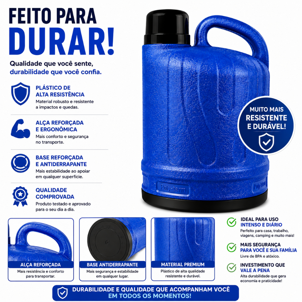 Garrafão Térmico 5 Litros Garrafa Térmica Conservar Bebida Quente Frio Gelado Camping Obra