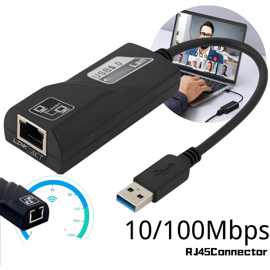 Adaptador USB para Rede RJ45 Knup 10/100Mbps Plug and Play Compatível com Windows, Mac OS e Android