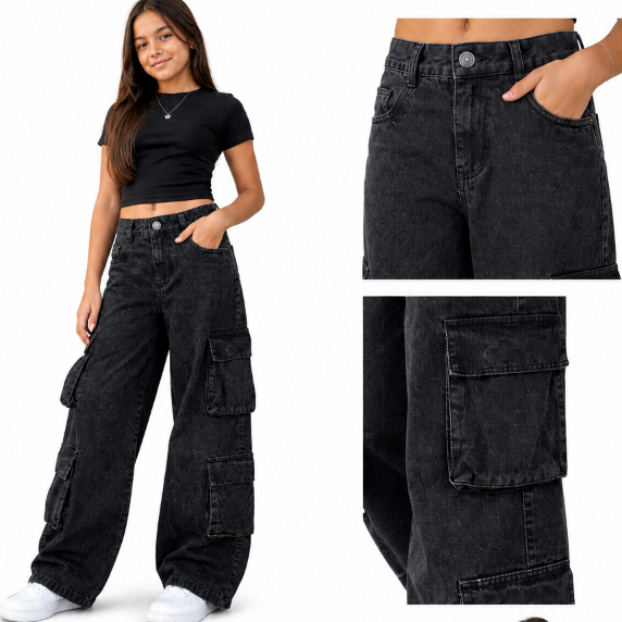 Calça wind leg quatro bolsos grafite marmorizado blogueirinha feminina menina