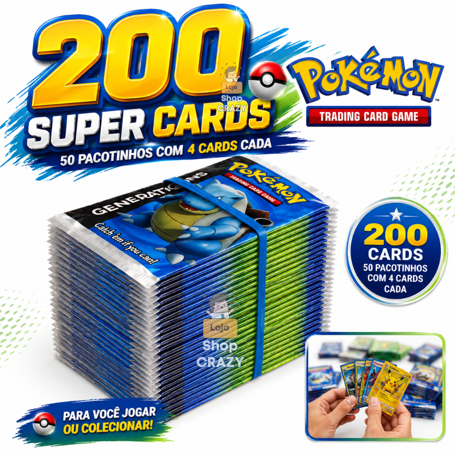 50 Pacotinhos PokeBall | São 200 CARDS e CARTAS