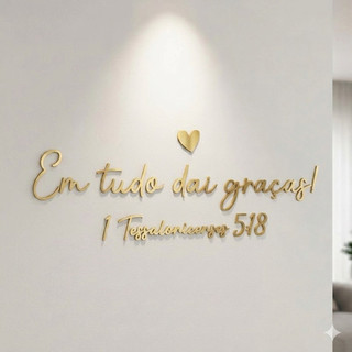 Frase Letreiro De Parede Bíblico Em Tudo Dai Graças Acrílico Espelhado