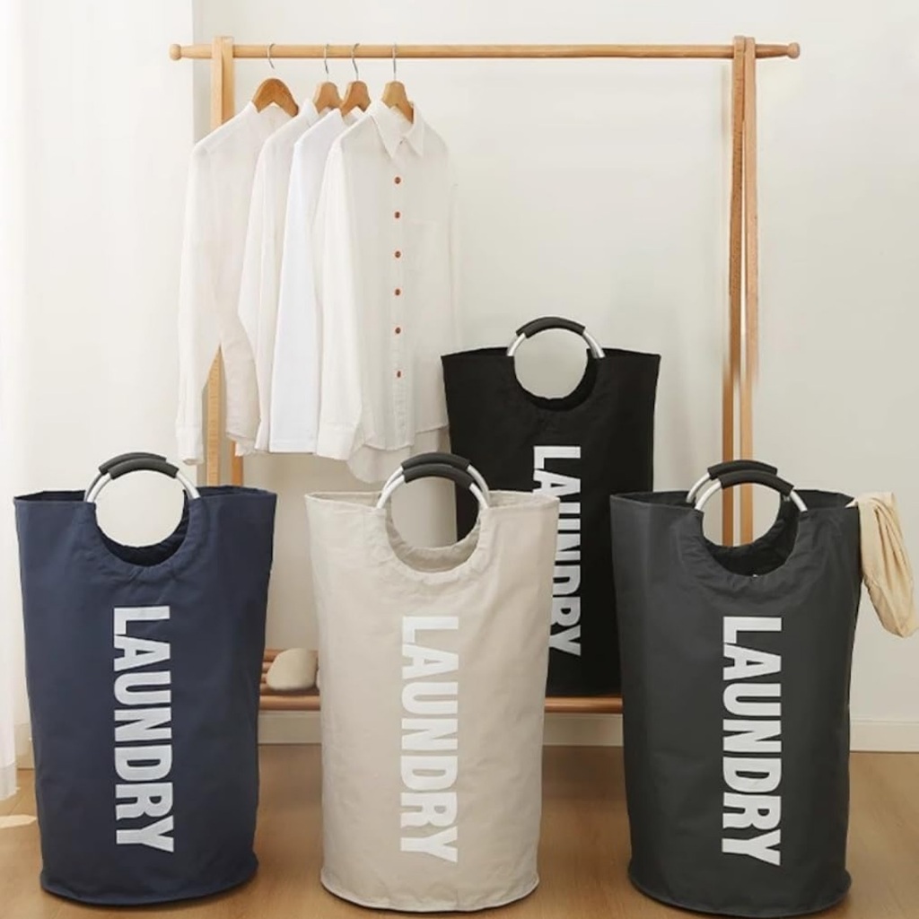 Cesto De Roupa Suja 90L Tecido Oxford Impermeavel Dobravel Alca Aluminio Varias Cores 78x35x35cm