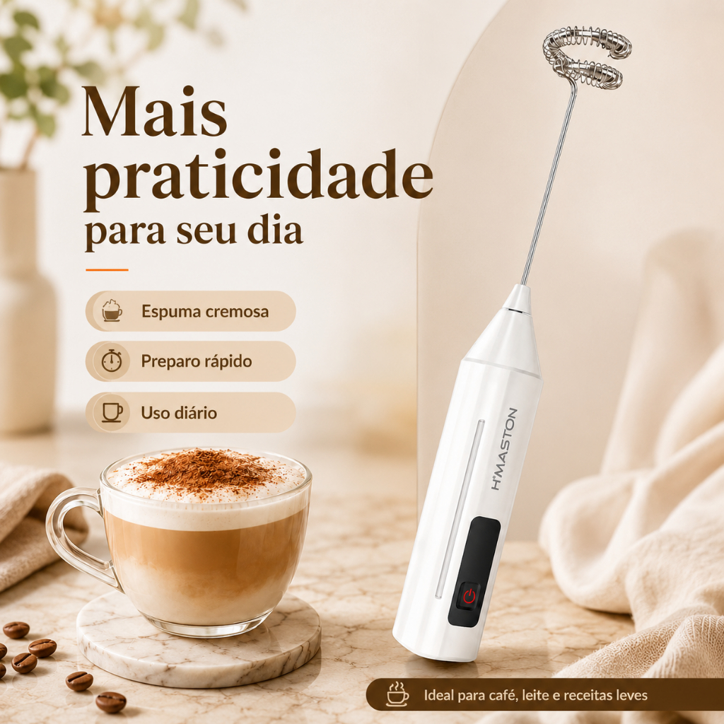 Misturador Elétrico FR12 Espumador de Leite USB-C 3 Velocidades Café 400mAh