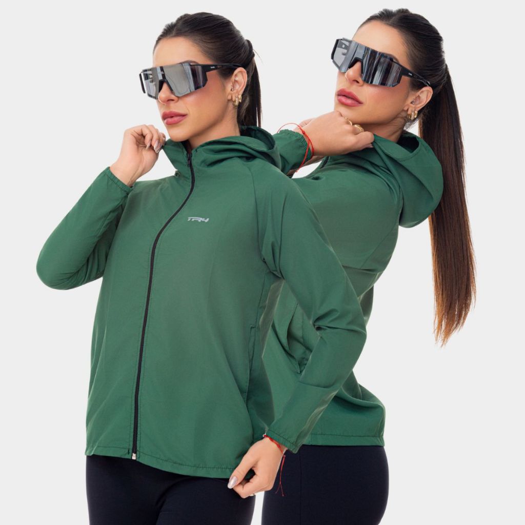 Jaqueta Corta Vento Feminina Capuz Bolso Ziper Casual Esporte Ciclismo Bike Academia Caminhada Corrida Trilha Leve
