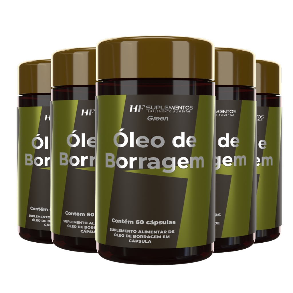 5x OLEO DE BORRAGEM GREEN HF SUPLEMENTOS 60 CAPS