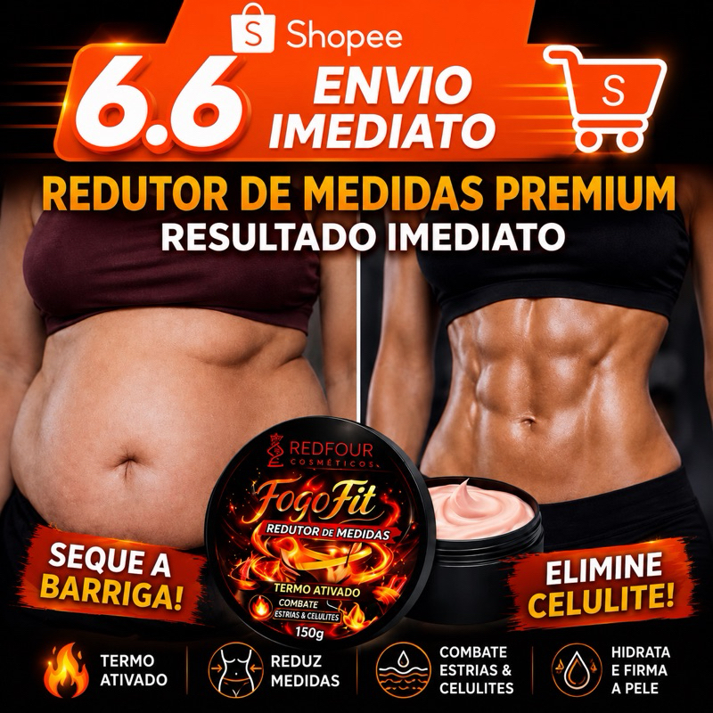 FogoFit Redutor de Medidas 150g Termo Ativado – Creme para Gordura Localizada, Estrias e Celulite | Resultados Visíveis