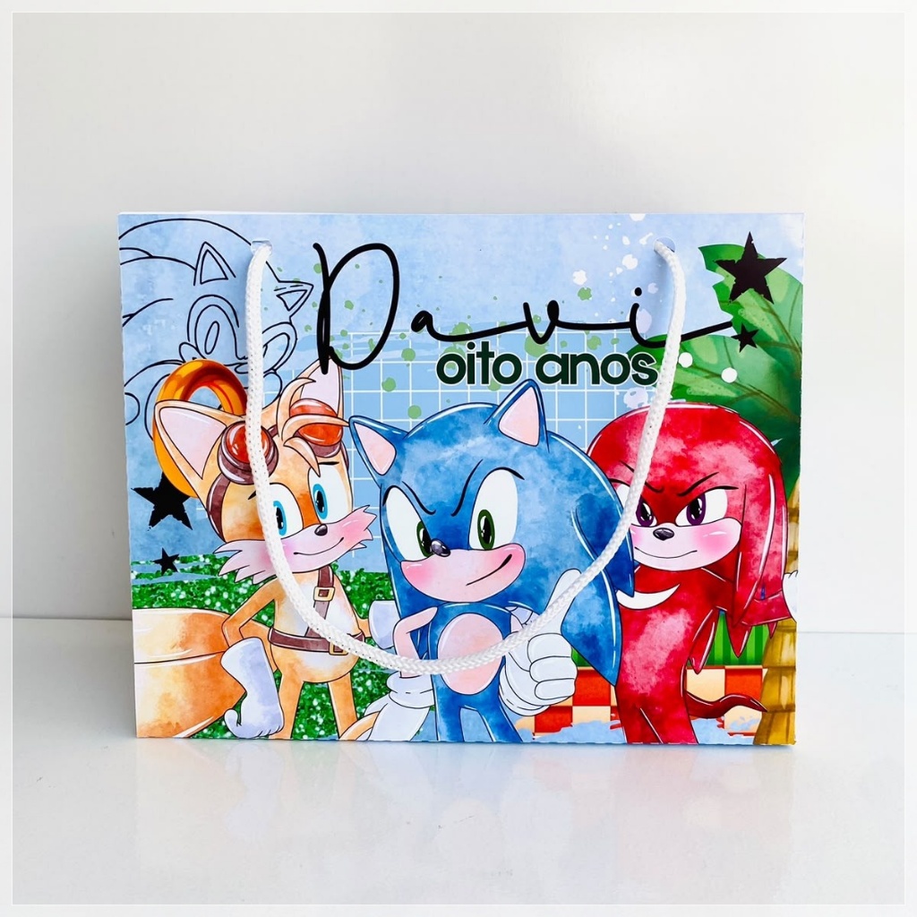 sacolinha personalizada pegue e monte sonic-lembrancinha personalizada-festa personalizada-aniversario personalizado