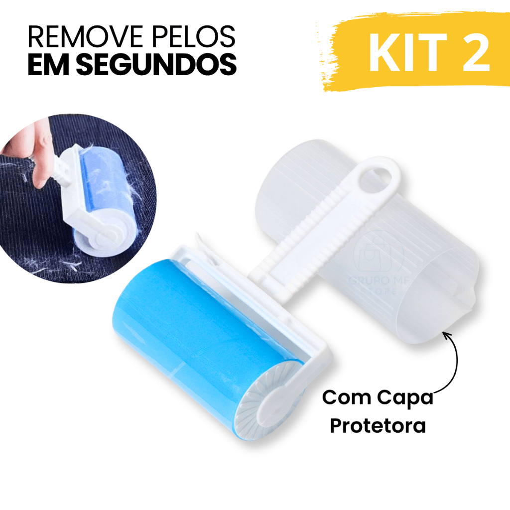 OFERTA Kit 2 Rolo Tira Pelos Lavável Reutilizável Roupa com Capa Protetora