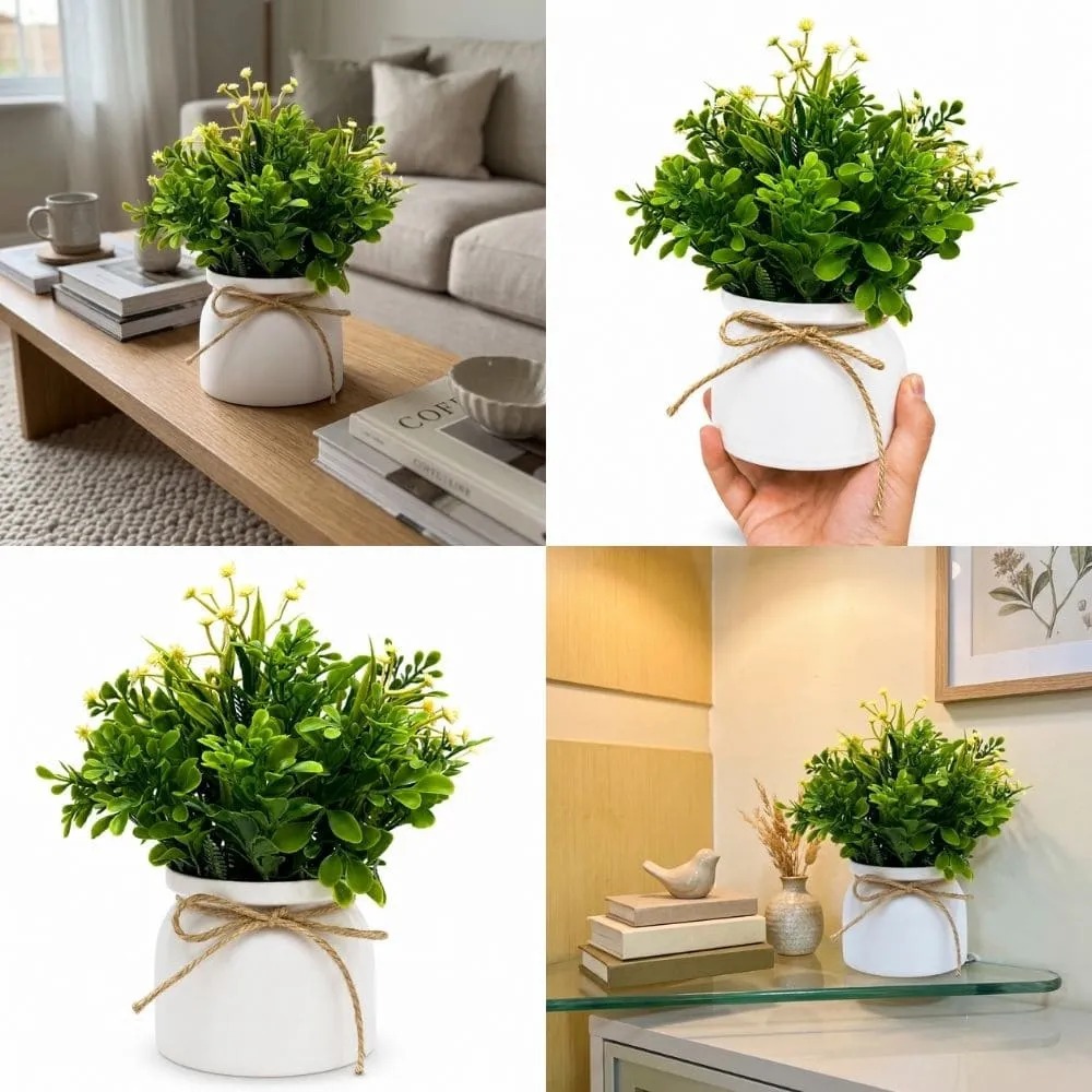 Kit 4 Vasos Decorativos com Planta Artificial Para Decoração