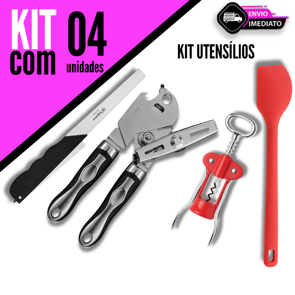 Kit Utilidades Cozinha 4/3/2/1 Unidades Faca Espátula Silicone Abridor E Saca Rolha