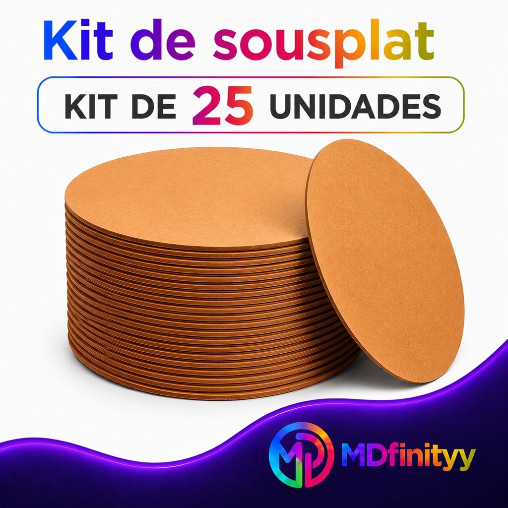 Kit 25 Souplast Circulo Cru Base MDF 35cm Porta Prato Supla Soupla Redonda Decoraçāo de Mesa