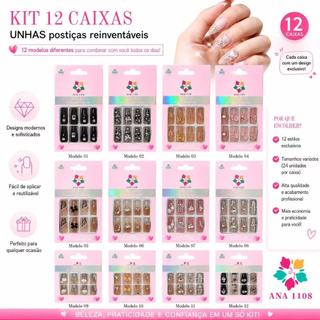 Kit 288Unidades C/Cola Postiça Decorada Glitter Bailarina Quadrada Amendoada Francesinha …