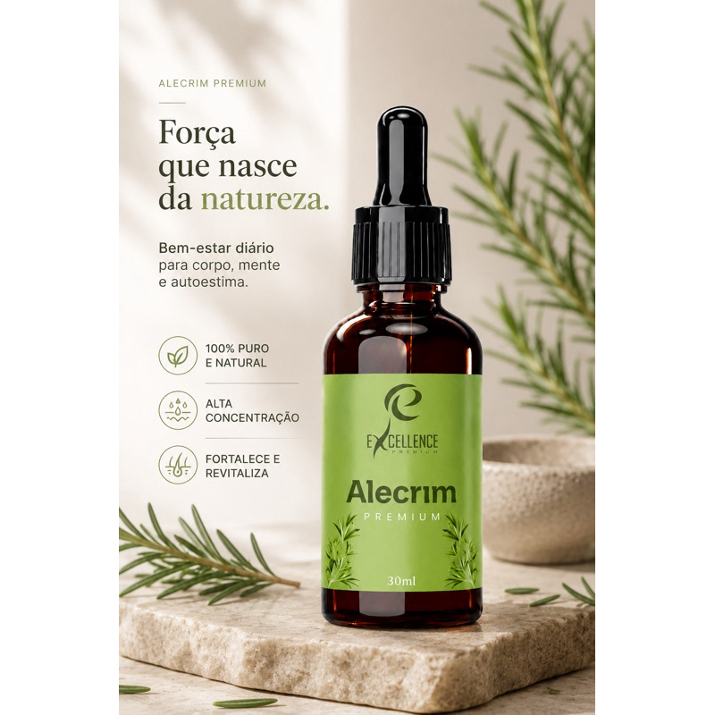 Óleo Vegetal de Alecrim Premium Cabelo e Pele Excellence 30ml Conta Gotas