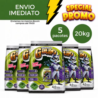 Areia Sanitária Higiênica Para Gatos Anti Odor 20kg Total Super Gatão Flocos Médio Premium Pipicat