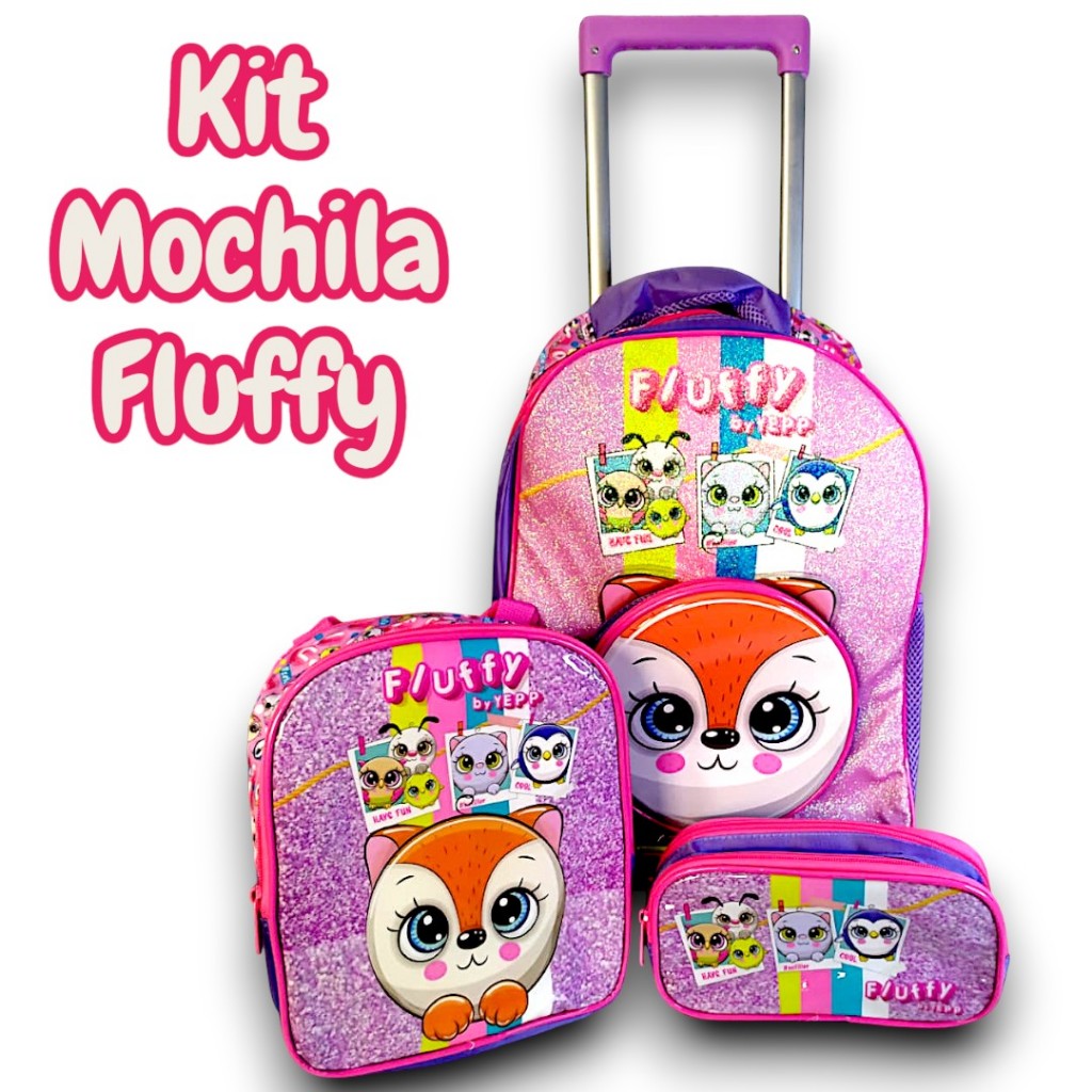 Mochila Escolar Infantil Com Rodinhas Rosa Menina kit Mochila Bolsa Escolar
