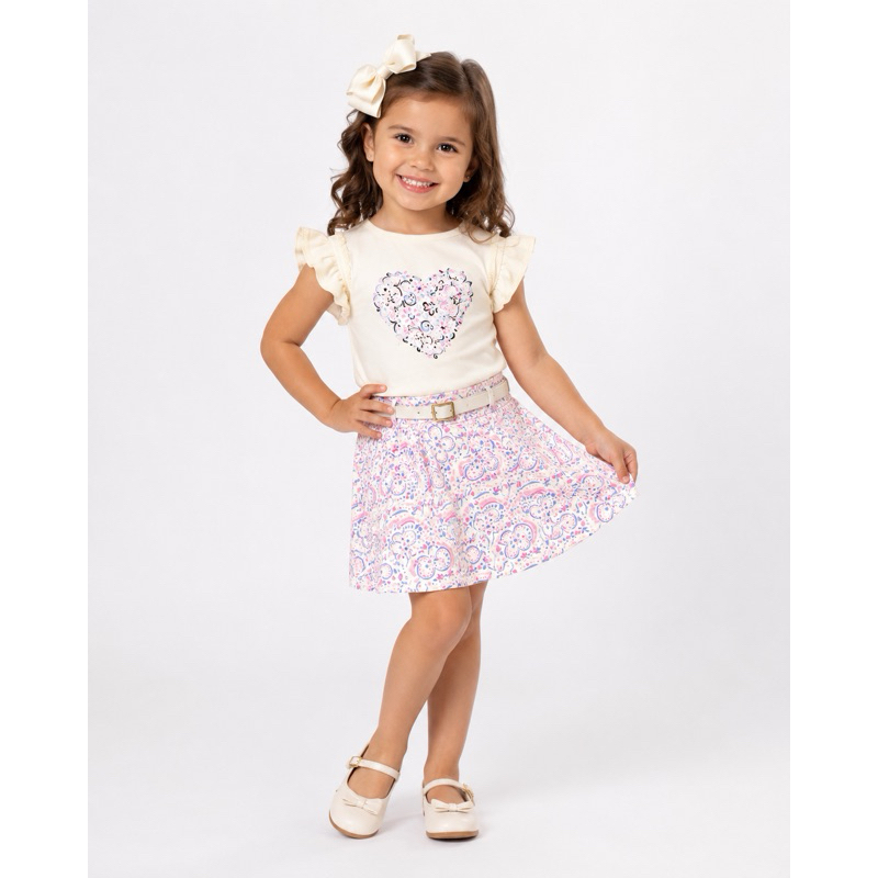 Conjunto Infantil Menina Saia Floral - Brandili