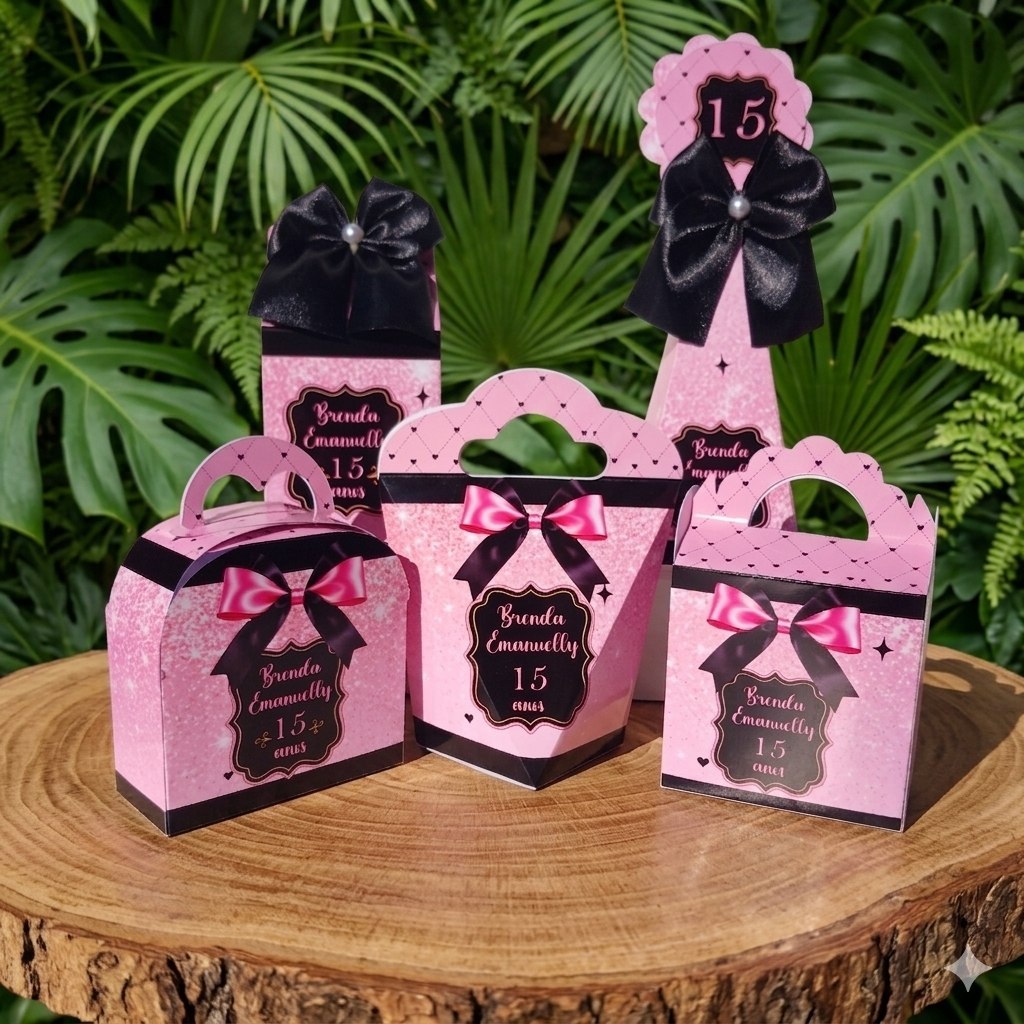 PEGUE EMONTE CAIXINHAS PERSONALIZADA TEMA LAÇOS/DEBUTANTES LEMBRANCINHA DE ANIVERSÁRIO