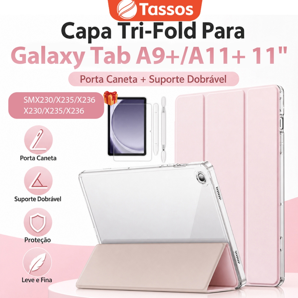 Capa para Samsung Galaxy Tab A11+/A9+/A9+Plus 11Polegadas S10FE/S9/S6Lite Suporte para Caneta S Pen e Auto Wake/Sleep