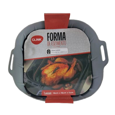 Forma de Cozimento Quadrada para fritadeira elétrica,  Airfryer, silicone,  16 cm x 16 cm x 5 cm