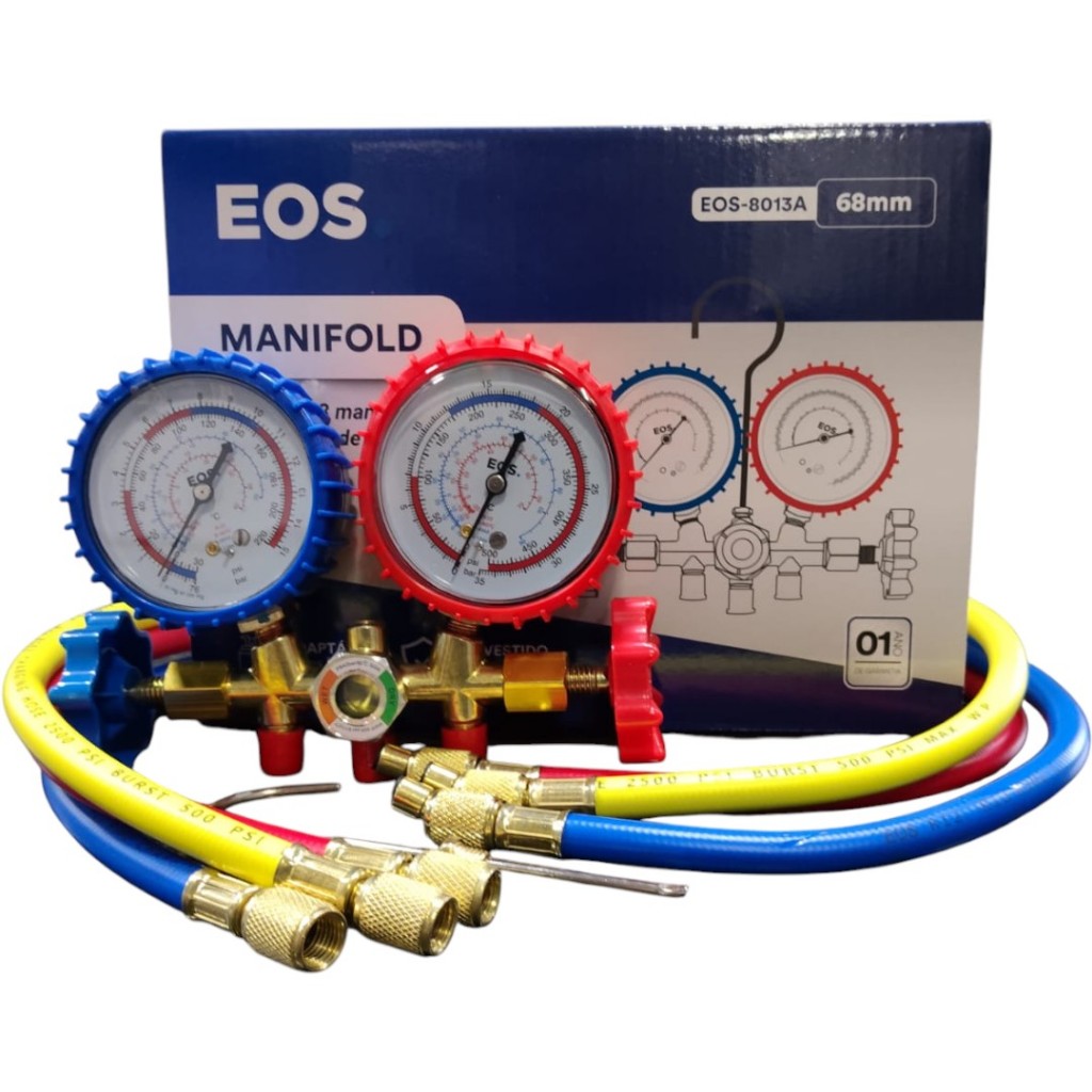 MANIFOLD PARA REFRIGERACAÇÃO R22/R134A/404A MANGUEIRA 0,90 CM - EOS