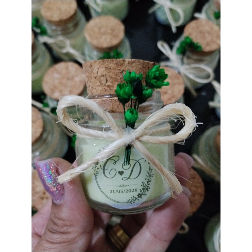 10, 20, 30, 40, 50 Lembrancinha Casamento/Noivado/Batizado/Maternidade/Chá revelacao - Mini Vela Aromática Personalizada