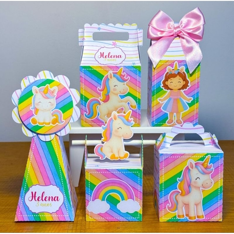 Kit Caixinhas Personalizadas Unicórnio/SEMI MONTADAS/Lembrancinhas Para Aniversário Unicórnio/Festa Infantil Unicórnio