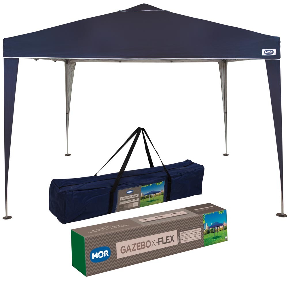 Gazebo Tenda Sanfonada MOR 3x3 X-Flex Oxford Azul Com Silvercoating Articulada Dobrável Praia Camping Jardim