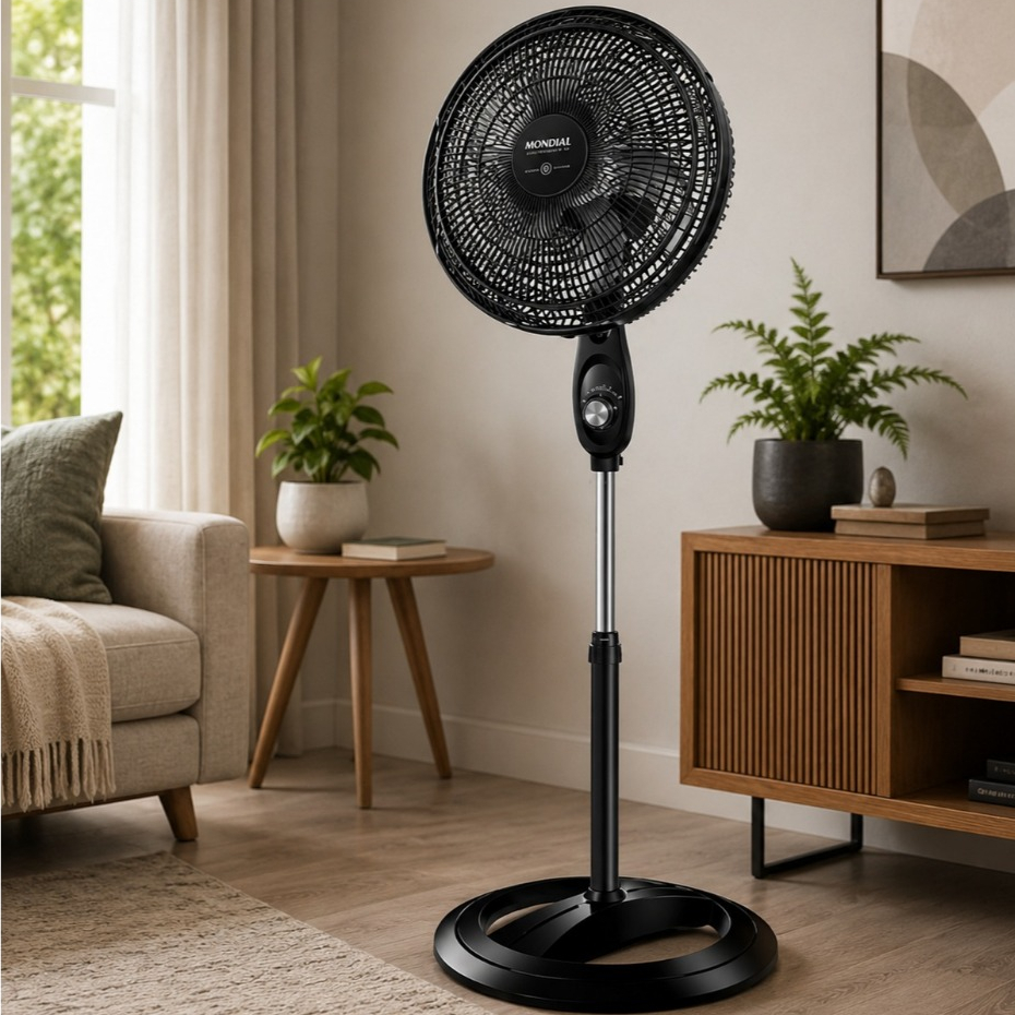 Ventilador de Coluna SuperPower 40cm Preto 127V Silencioso Potente Oscilante com Alta Potência