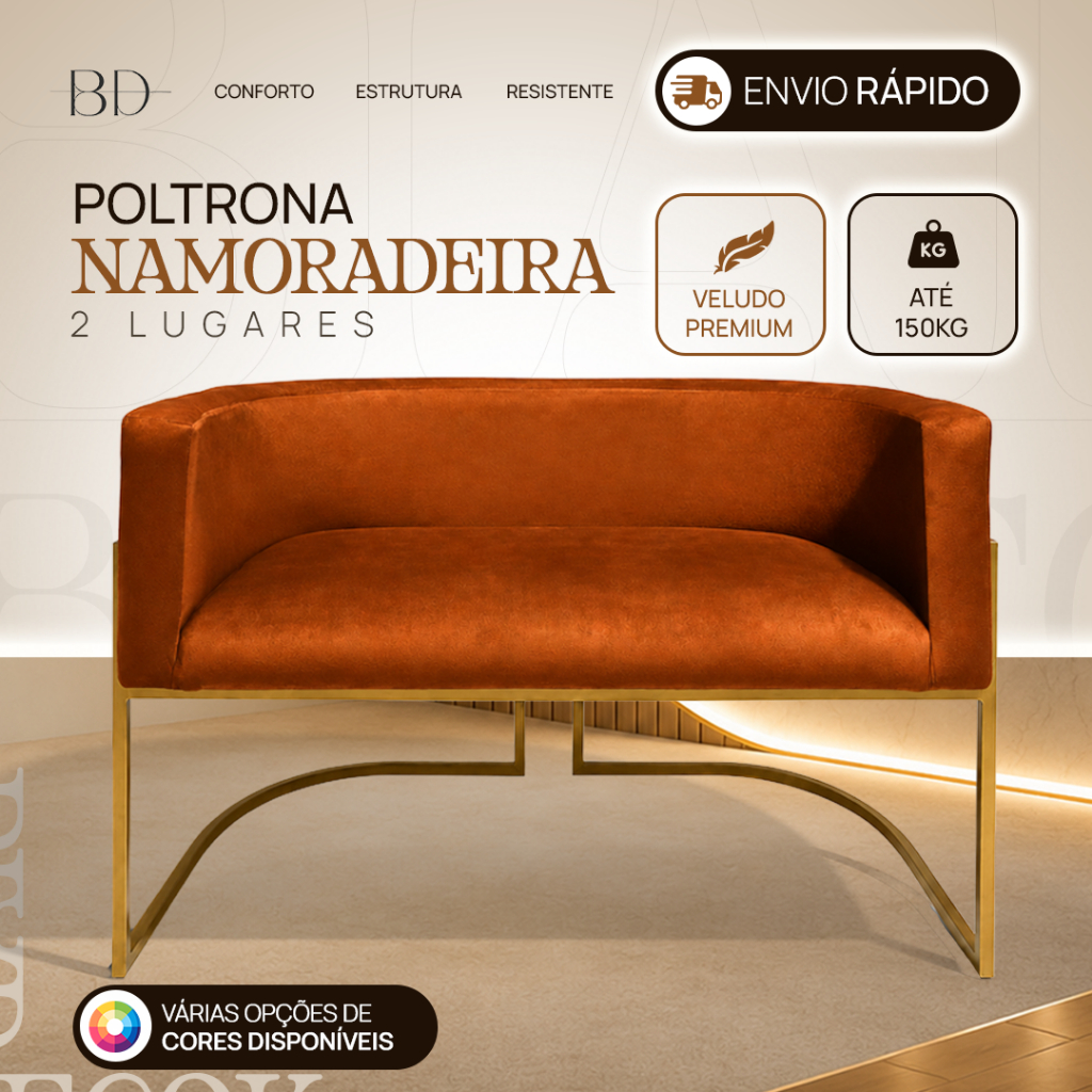 Poltrona Namoradeira 2 Lugares para Salão de Jantar Cadeira Clinica Banco de Recepção Decoração