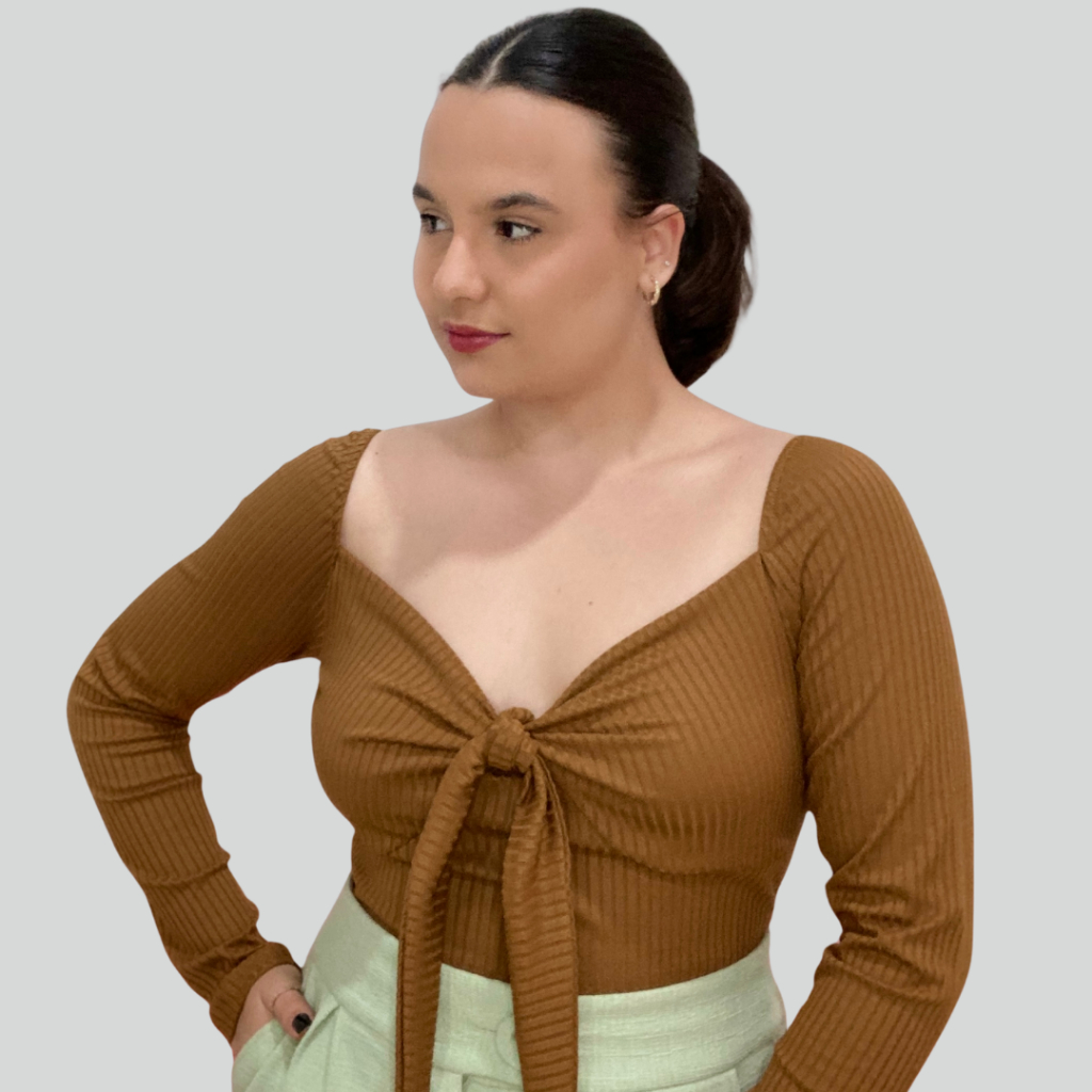 cropped manga longa inverno frio confortavel canelado